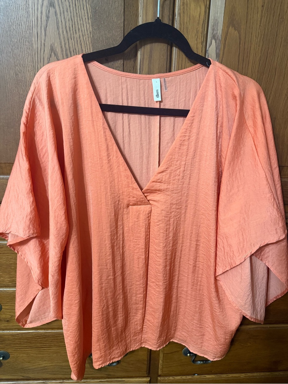 glam orange V-Neck Flowy Tunic Blouse